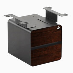 Desky Minimal Under Desk Cabinet, Dark Walnut Rubberwood, Space Gray frame