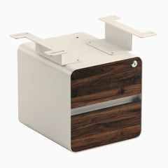 Desky Minimal Under Desk Cabinet, Jarrah Legno Laminate, Wheat frame