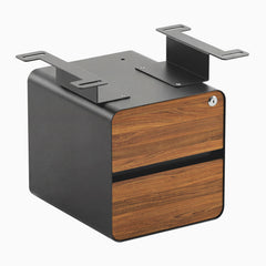 Desky Minimal Under Desk Cabinet, Prime Oak Laminate, Space Gray frame
