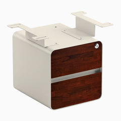 Desky Minimal Under Desk Cabinet, Red Walnut Rubberwood, Wheat frame