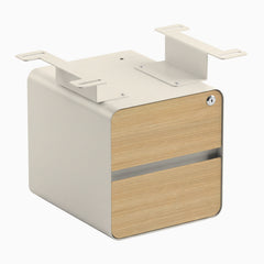 Desky Minimal Under Desk Cabinet, Sublime Teak Laminate, Wheat frame