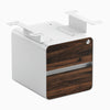 Desky minimal under desk cabinet white frame, jarrah legno front