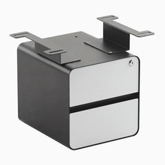 Desky Minimal Under Desk Cabinet, White Laminate, Space Gray frame
