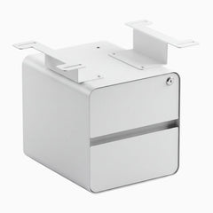 Desky minimal under desk cabinet white frame, white front