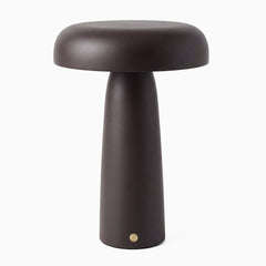Cable free dark walnut mushroom rechargeable lamp