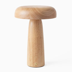 Desky mushroom wooden desk lamp in natural 