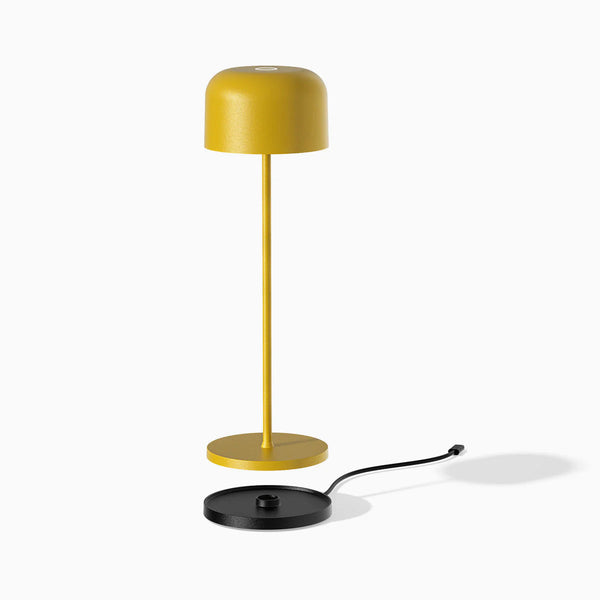 Deky orbit desk lamp in yellow with charging dock