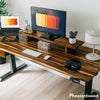 Desky Dual Pheasantwood Hardwood Sit Stand Desk