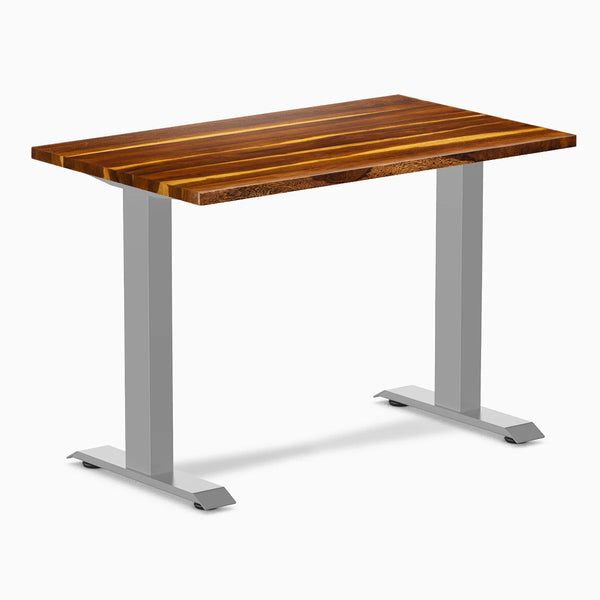 Desky Zero Mini Hardwood Office Desk, Pheasantwood desktop, Gray frame