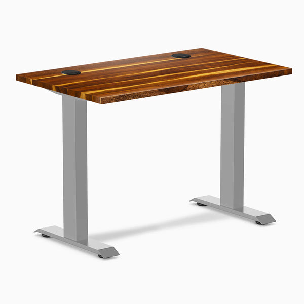 Desky Zero Mini Hardwood Office Desk, Pheasantwood desktop, Gray frame