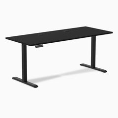Desky Single Sit Stand Desk, Black desktop, Black frame