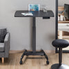 Desky Single Sit Stand Pedestal Desk in corner of room