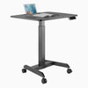 Desky Single Sit Stand Pedestal Desk with tablet and notebook on top