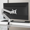 Desky heavy duty single monitor arm in silver attached on monitor 