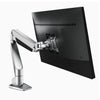 Desky heavy duty single monitor arm in silver with monitor