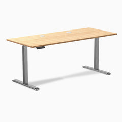 Desky Single Sit Stand Desk, Bamboo desktop, Space Gray frame