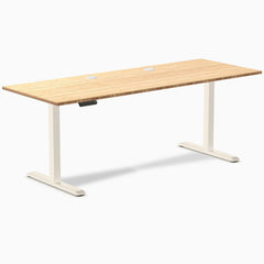 Desky Single Sit Stand Desk, Bamboo desktop, Wheat frame