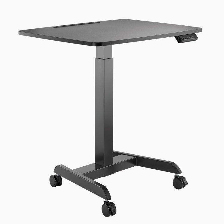 Desky Single Sit Stand Pedestal Desk in black