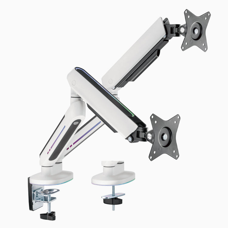 Dual LED monitor arm in white