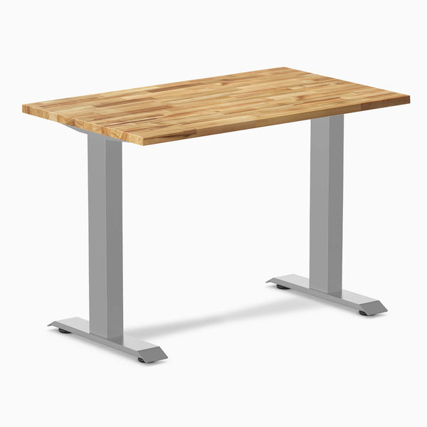 Desky Zero Mini Hardwood Office Desk, Acacia desktop, Gray frame