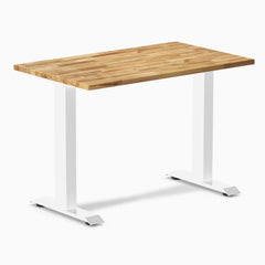 Desky Zero Mini Hardwood Office Desk, Acacia desktop, White frame