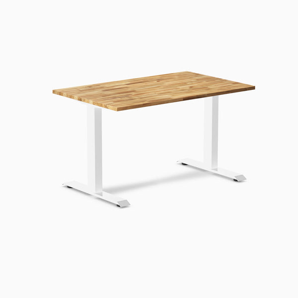 Desky Zero Hardwood Office Desk, Acacia desktop, White frame
