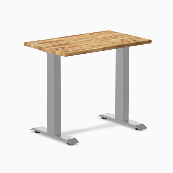 Desky Zero Mini Hardwood Office Desk, Acacia desktop, Gray frame