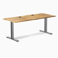 Desky Zero Hardwood Office Desk, Acacia desktop, Space Gray frame