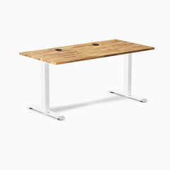 Desky Zero Hardwood Office Desk, Acacia desktop, White frame
