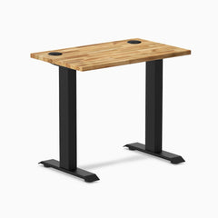 Desky Zero Mini Hardwood Office Desk, Acacia desktop, Matte Black frame