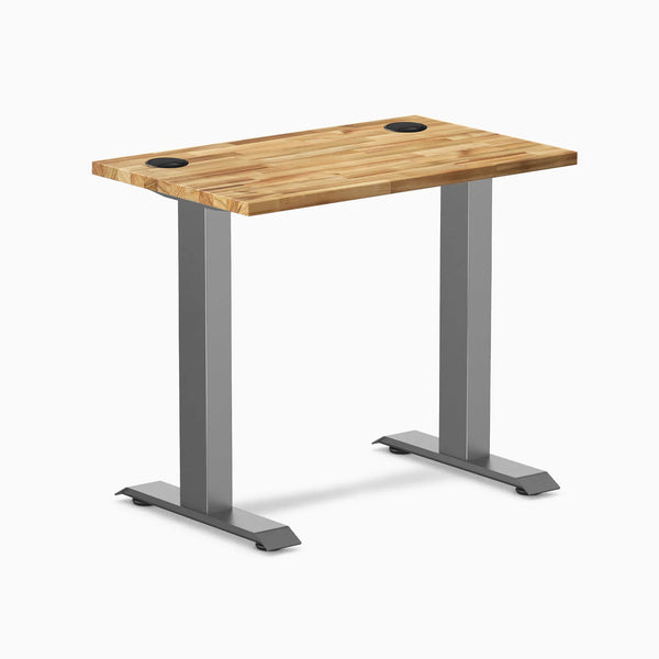 Desky Zero Mini Hardwood Office Desk, Acacia desktop, Space Gray frame
