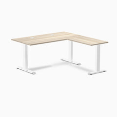Desky Zero Laminate L-Shape Office Desk, Classic Oak desktop, White frame