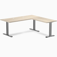 Desky Zero Laminate L-Shape Office Desk, Classic Oak desktop, Space Gray frame