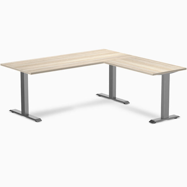 Desky Zero Laminate L-Shape Office Desk, Classic Oak desktop, Space Gray frame
