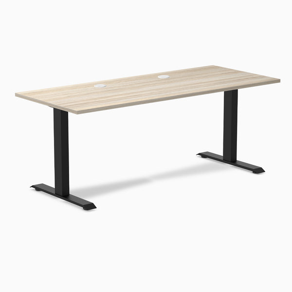 Desky Zero Laminate Office Desk, Classic Oak desktop, Matte Black frame