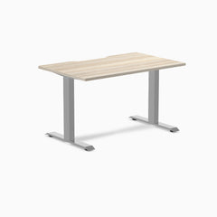 Desky Zero Scalloped Laminate Office Desk, Classic Oak desktop, Gray frame