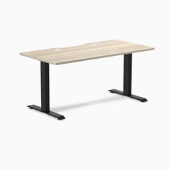 Desky Zero Scalloped Laminate Office Desk, Classic Oak desktop, Matte Black frame