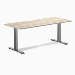 Desky Zero Scalloped Laminate Office Desk, Classic Oak desktop, Space Gray frame