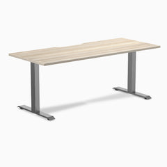 Desky Zero Scalloped Laminate Office Desk, Classic Oak desktop, Space Gray frame