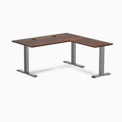 Desky Zero Softwood L-Shape Office Desk, American Rustic Pine desktop, Space Gray frame