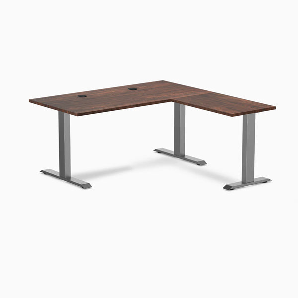 Desky Zero Softwood L-Shape Office Desk, American Rustic Pine desktop, Space Gray frame