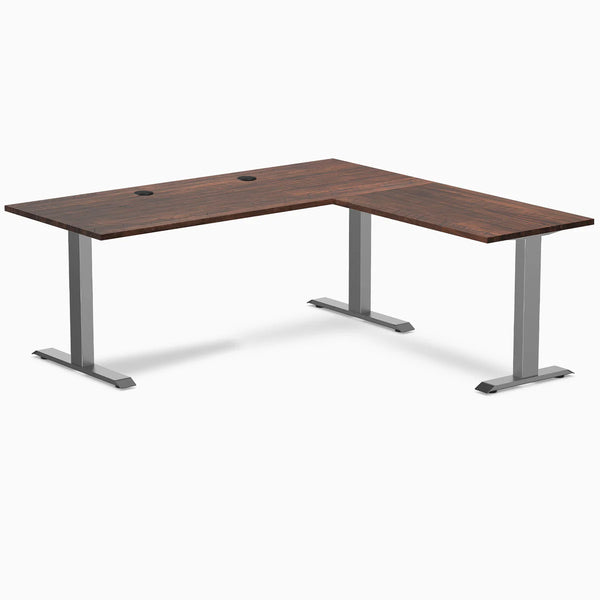Desky Zero Softwood L-Shape Office Desk, American Rustic Pine desktop, Space Gray frame