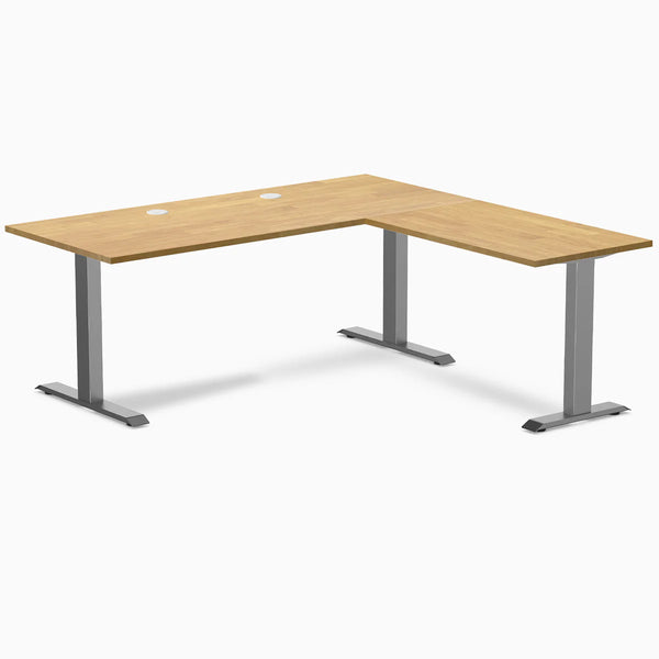 Desky Zero Rubberwood L-Shape Office Desk, Light Oak desktop, Space Gray frame