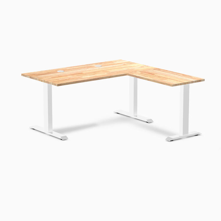 Desky Zero Rubberwood L-Shape Office Desk