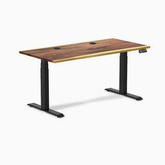 Desky Dual Hardwood Sit Stand Desk, Saman desktop, Matte Black frame