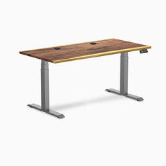 Desky Dual Hardwood Sit Stand Desk, Saman desktop, Space Gray frame