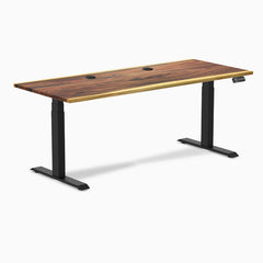 Desky Dual Hardwood Sit Stand Desk, Saman desktop, Matte Black frame