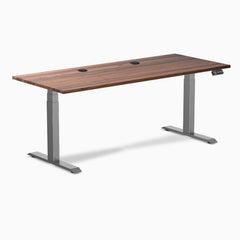 Desky Dual Hardwood Sit Stand Desk, Walnut desktop, Space Gray frame