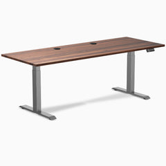 Desky Dual Hardwood Sit Stand Desk, Walnut desktop, Space Gray frame