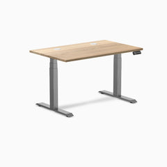 Desky Dual Hardwood Sit Stand Desk, White Ash desktop, Space Gray frame